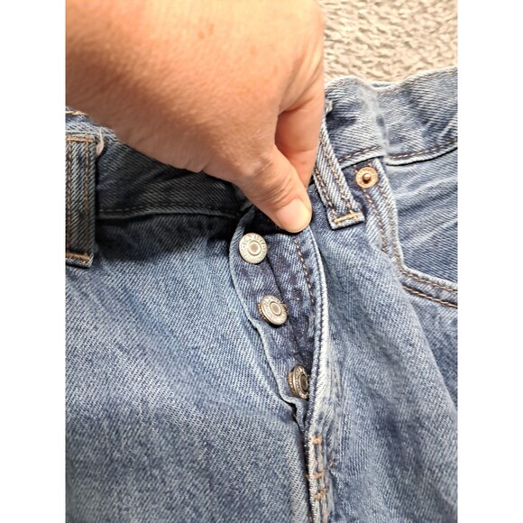 Old Navy Jeans Womens Sz 2 Slouchy Straight Leg Denim Blue ButtonFly Distressed - Picture 8 of 13